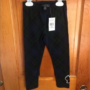 NWT Ralph Lauren Polo Navy/Green Tartan Leggings 4/4T